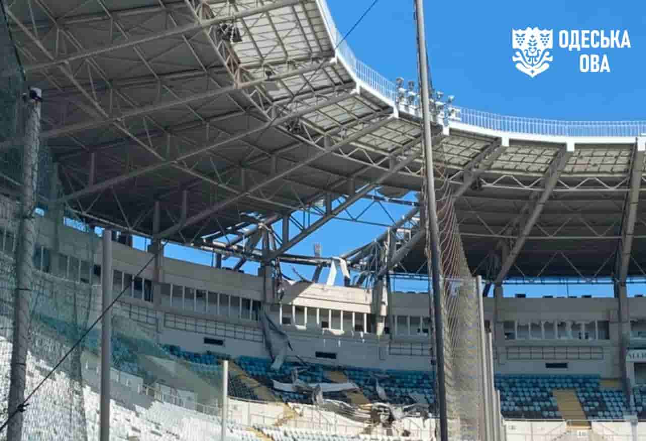 Russian strike damages Odesa football stadium, injures one