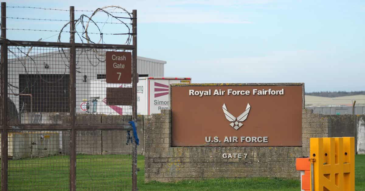 Men arrested near UK air base used by US forces on suspicion of explosives offenses