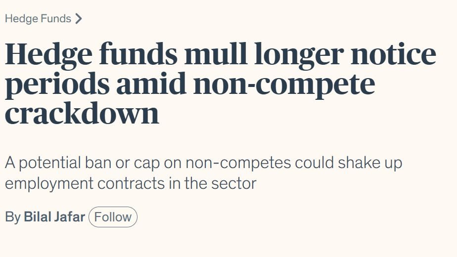 UK plans to cap non-compete clauses, impacting hedge fund hiring