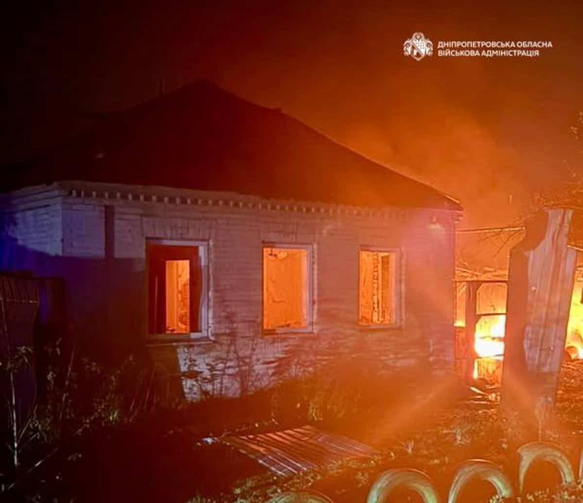 Russian attacks kill 2 in Dnipropetrovsk Oblast, spark residential fires