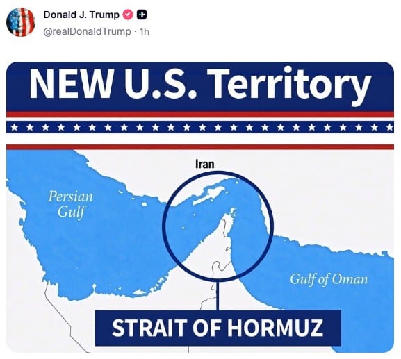 Trump labels Strait of Hormuz 'New US Territory' amid Iran conflict