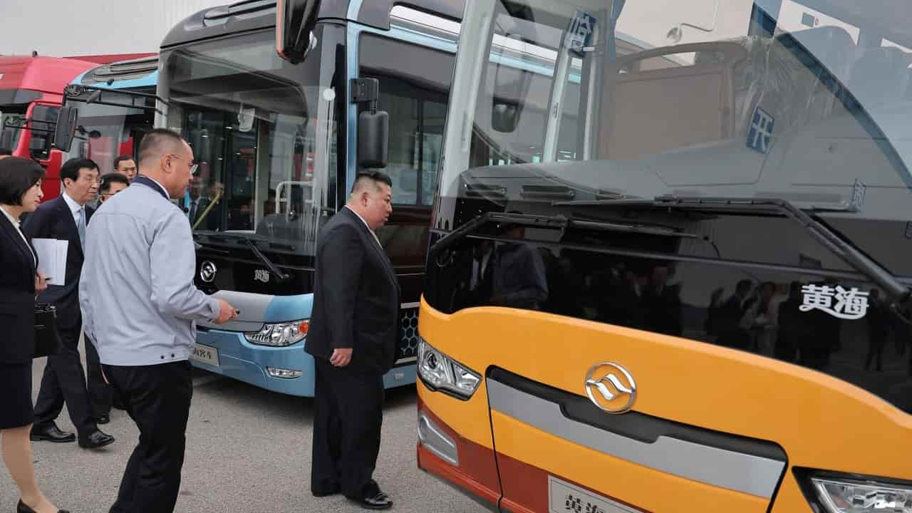 Kim Jong-un tours Chinese bus factory in Dandong