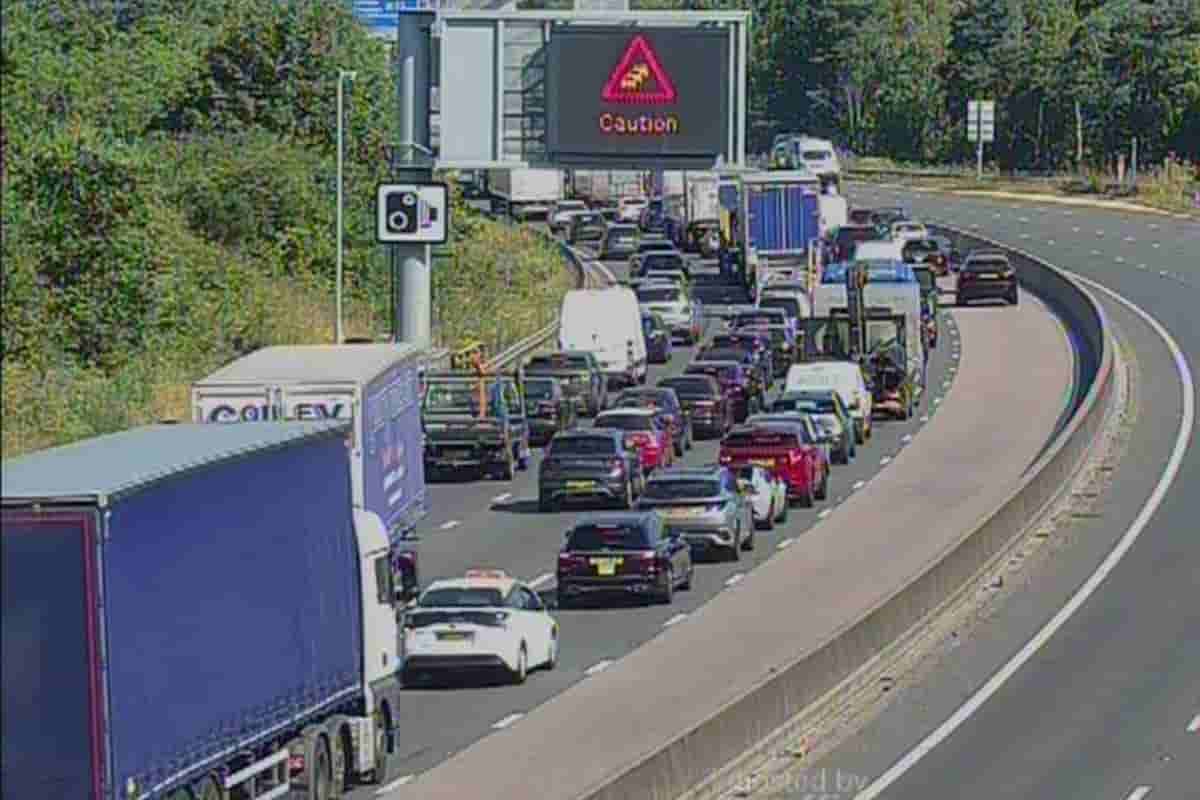 Driver arrested after highways worker hit by van near Gatwick Airport