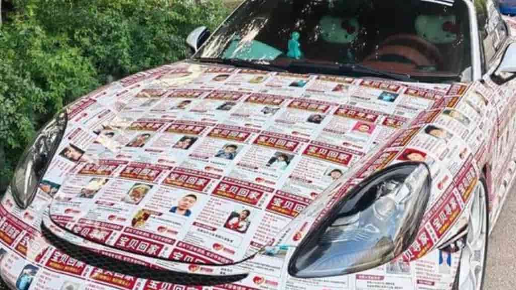 China Porsche owner uses car to display missing child flyers, reunites family