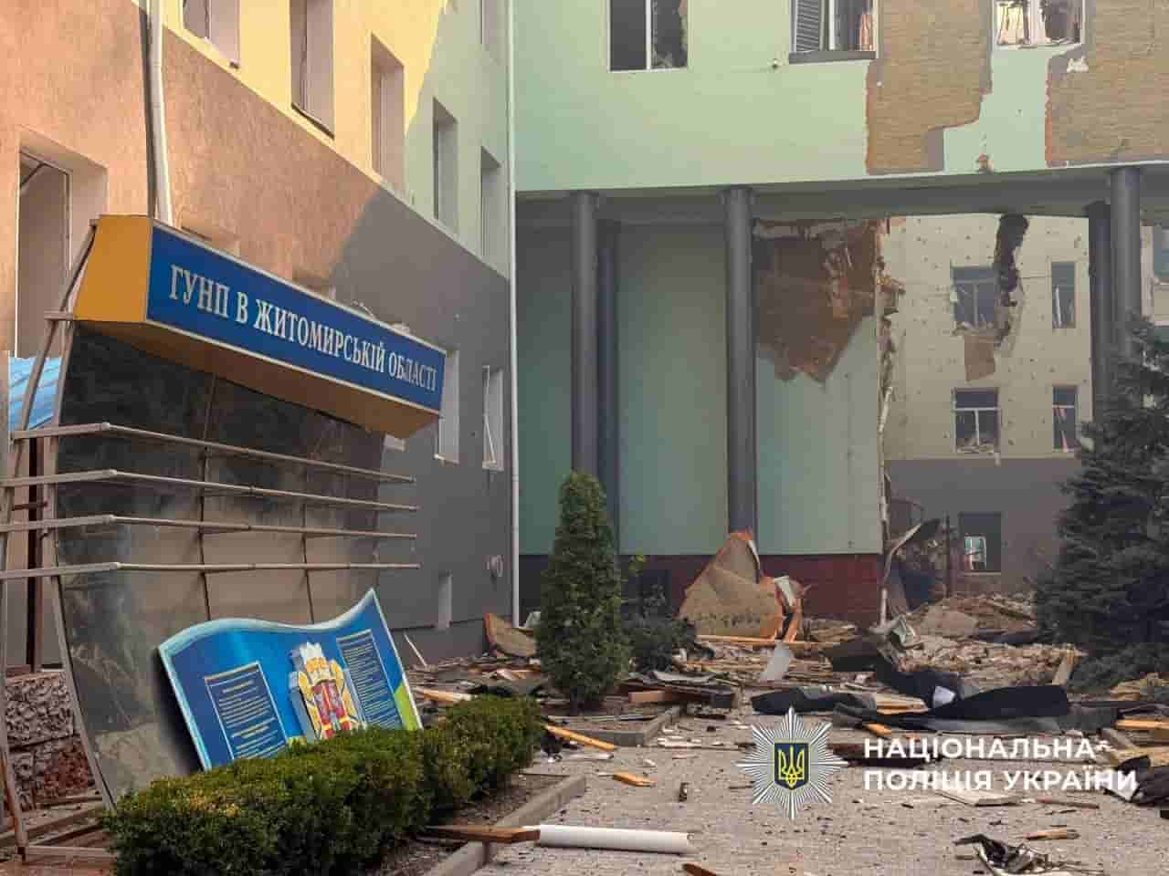 Russian drone strike kills 2, injures 20 at Zhytomyr police HQ