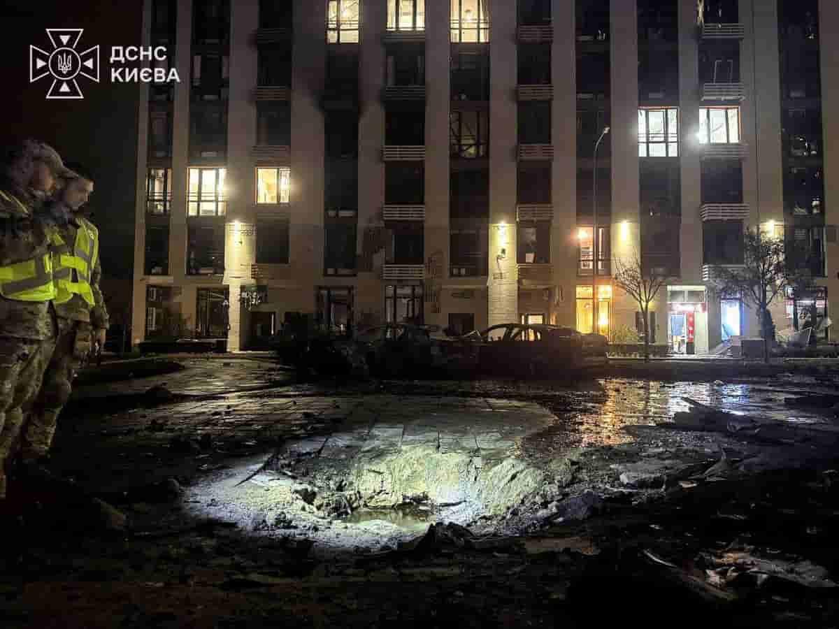Russian drone strike kills two in Kyiv residential building