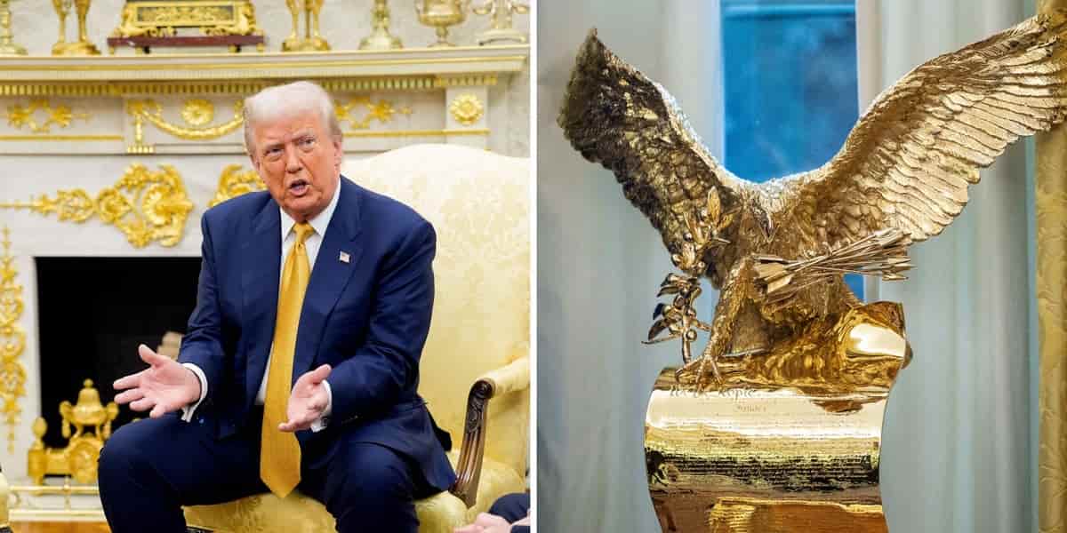 Trump adds gold sculptures, portraits, and statues to White House