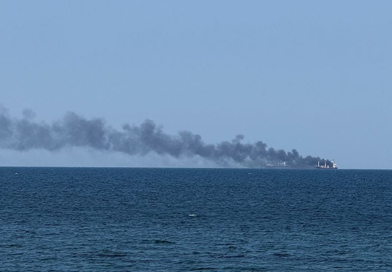 Romania says ship heading to Ukraine struck off its coast