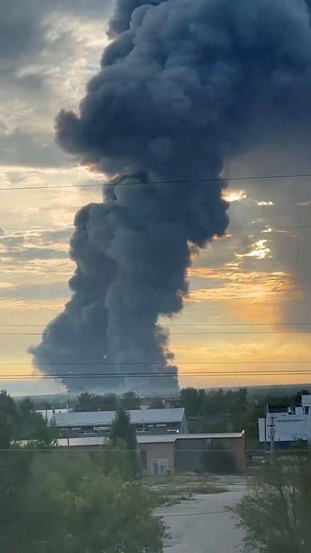 Ukraine drone debris kills children, hits Russian logistics hub