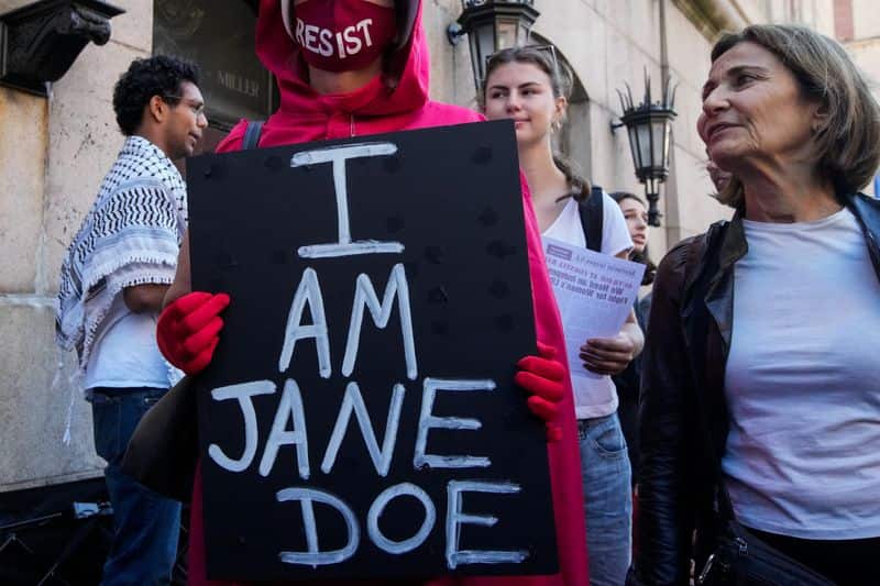 Protesters rally in New York against sexual violence