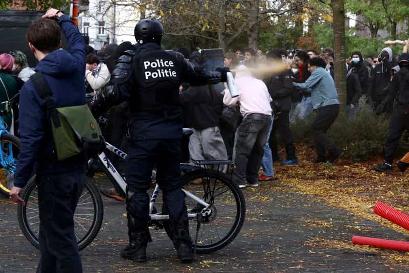 Belgian police use tear gas in clashes with education protesters